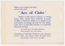 1930s Ace of Clubs Bar Hamilton Harbour Card Handout #KF picture