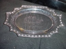 Salt Lake Temple antique glass platter-great details picture