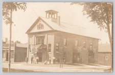 North Rose NY Fire Station RPPC Real Photo Postcard c1910 Bunting picture