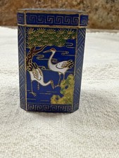 Vintage Chinese Cloisonné Enamel Crane Trinket Box Handcrafted Marked picture
