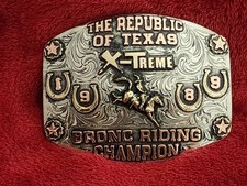 Rodeo☆1980☆X~Treme Bronc Riding Champion Trophy Buckle☆Texas Republic☆Rare☆975 picture