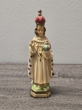 Vintage Infant Jesus of Prague Statue Hand Painted Chalkware Catholic Religious picture