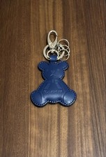 LEXUS Teddy Bear Leather Keychain Dark Blue Key Ring Japan Rare Unused picture
