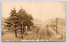 Hyde Park MA NYNH&H RR on Approach to Hazlewood Railroad Depot~Train~RPPC c1913 picture