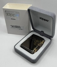 ZIPPO Side Tribal Gold Cross Emblem Lighter Black Ice - NEW IN BOX picture