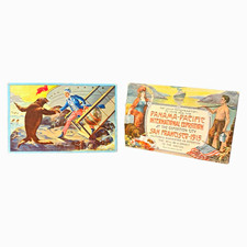 ⁠2 Vintage 1915 San Francisco PPIE Pre-Expo Booster & Uncle Sam Postcards - Rare picture