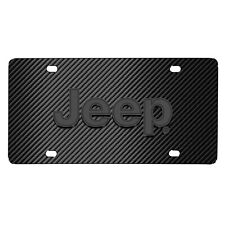 Jeep 3D Gray Logo on Carbon Fiber Pattern Stainless Steel License Plate picture