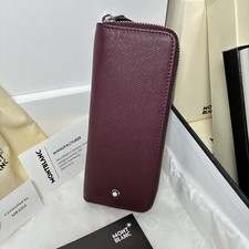 Montblanc Classic Bordeaux Red Leather 2-Pen Leather Pen Zip Case picture
