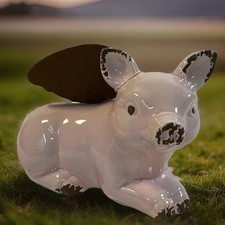 Transpac Ceramic Pink Flying Piggie w/Metal Wings “When Pigs Fly” Motif  NWT picture