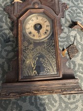 ANTIQUE SETH THOMAS  8 DAY TIME & STRIKE MANTLE ALARM CLOCK FOR REHAB REPAIR picture