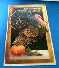 (pgasteelers1) Thanksgiving - turkey  & pumpkin with cancelled 1 ct. stamp 🌠 picture