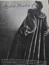 1948 Women's Laskin Mouton Dyed Lamb Fur Coat Hat Vintage Fashion Ad  picture