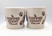 Vintage The COPPER PENNY RESTAURANT Shenango Heavy Diner Coffee Mugs Set of 2 picture