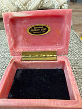 Vintage Genuine INCOLAY Stone Jewelry Box Pink Floral Pontalba New Orleans USA picture