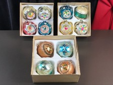 8 Vintage D.B.G.M.a Indent Reflector & 4 Round Glitter ORNAMENTS Nice picture