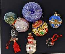 Mixed Lot 8 Christmas Ornaments Mercury Glass Studio Blake Ceramic Wood Bell picture