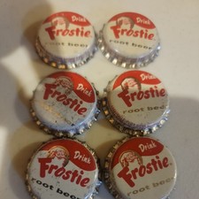 6 Vintage 1960s Frostie Root Beer Cork-Lined Bottle Caps - Arkadelphia Arkansas picture