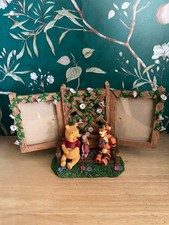 VTG Disney Parks Winnie The Pooh Garden Double Photo Frame w/ Tigger & Piglet picture