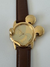 Vintage Lorus Disney Mickey Mouse 3D Ears Watch V401-5700 Gold Tone New Battery picture