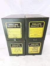 Vintage 4 Phillips Metal Record File Pharmacy Prescription Box Industrial RX picture