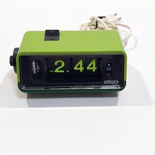 CITIZEN 5RD025 Green Flip Alarm Clock Desk Clock from Japan Retro Vintage 100V picture