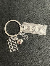 UNIQUE NEW SILVER TONE DOLLAR SIGN MONEY BAG KEY CHAIN 