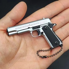 Mini 1911 Pistol Model Keychain 1:3 Scale Metal Replica Pendant Collectible Disp picture