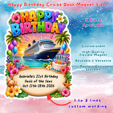 Personalized Happy Birthday Cruise Door Magnet, Celebration Party Cruising Trip picture