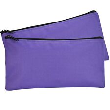 DALIX Zipper Money Bank Bag Pencil Pouch Makeup Travel Accessories Purple 2 PACK picture