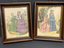 Hiawatha 1848 & 49 Godey's Fashion Antique Genuine Needle Painting Framed picture