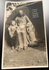 Jesus Suffer Little Children 1931 Real Photo Sand Sculpture Handwritten UK picture