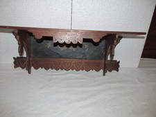 Antique Walnut Eastlake Victorian Carved Clock Wall Display Shelf Painted Roses  picture