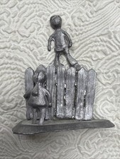 Vintage Hudson Pewter Pewter Diorama Figurine Walli Ortman Girl/Boy Childhood picture