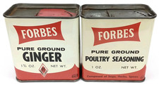 Forbes Poultry Seasoning & Ginger Advertising Spice Tin Set Of 2 Antique 1930s picture