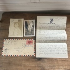 WWII 1945 USMC Marine Love Letter From Guam Photos Envelope Sweetheart picture