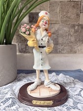 Vintage 1995 J. J. Jones Clown Nurse Figurine White Resin Wood Base Medium Decor picture