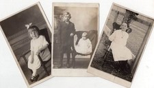 RPPC Lot of 3 Photos of Sweet Children posed w Antique Chairs Vintage Postcards picture