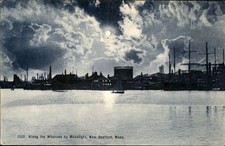 New Bedford MA Wharves by Moonlight c1907 Vintage Postcard picture