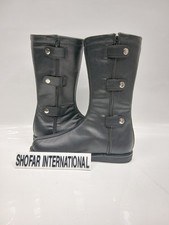 Pro Wrestling Handmade Leather Knee High boots Black tall Riding Custom Boots picture