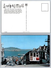 San Francisco Cable Car Hyde Street Alcatraz Island Vintage Postcard picture