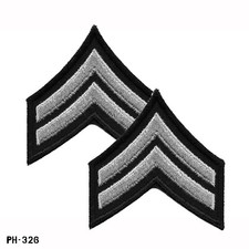 Corporal Chevron Sleeve Rank Patches ~ Black & Grey ~ NEW Gemsco USA picture