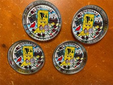Vintage Indiana State Souvenir Coasters Set of 4 Made in Japan Metal Tin picture