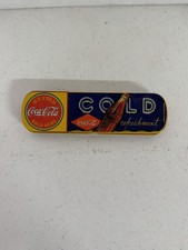 Coca-Cola 1996 Cold Refreshment Tin Case & Pen Set Blue Yellow Red picture