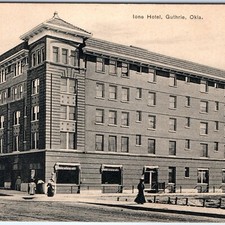c1900s Guthrie, OK Ione Hotel Postcard Downtown Street View Excelsior Litho picture