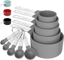 TILUCK Measuring Cups & Spoons Set Stackable for Kitchen Gray picture