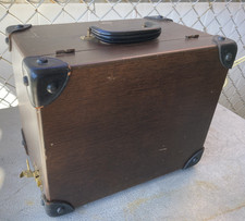Old Large Vintage Wooden Storage Chest Trunk Box with Leather Corners 14” picture