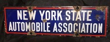 Early 1900s NEW YORK STATE AUTOMOBILE ASSOCIATION Double Sided Porcelain Sign picture
