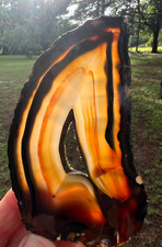 Beautiful Natural Brazilian Orange Agate Slab - Nice Fortification Bands - 138g picture