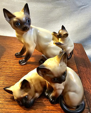VTG Siamese Cat Figurines Set of 3 w/ Kitten Sitting & Lying Cats picture