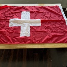 Vintage Switzerland Swiss Flag 3x5 Perma-Nyl Made USA Nylon Brass Grommets picture